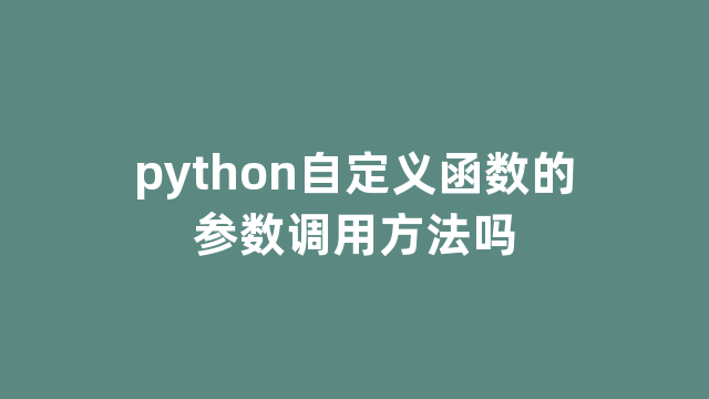 python自定义函数的参数调用方法吗