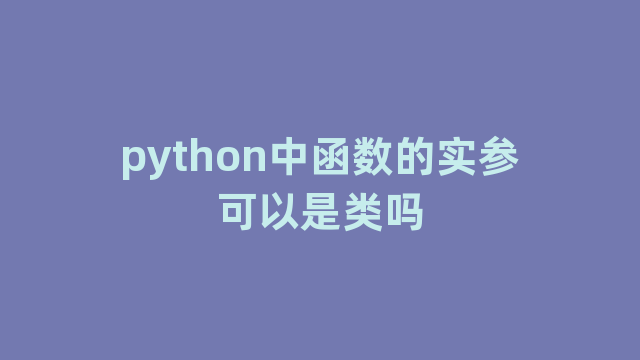 python中函数的实参可以是类吗