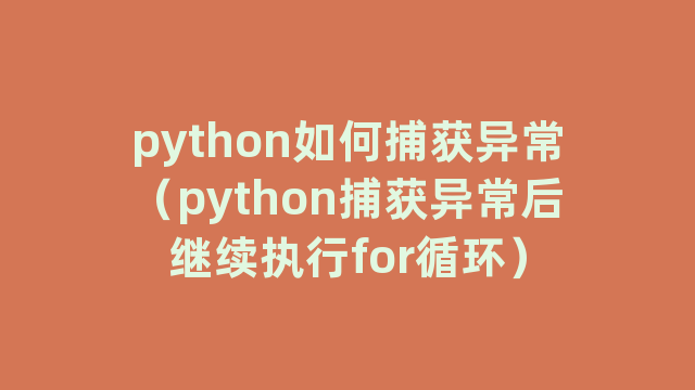 python如何捕获异常（python捕获异常后继续执行for循环）