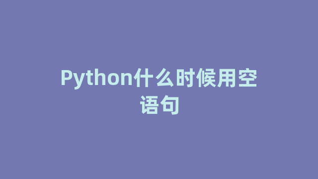 Python什么时候用空语句
