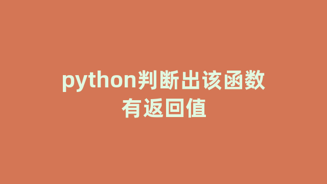 python判断出该函数有返回值