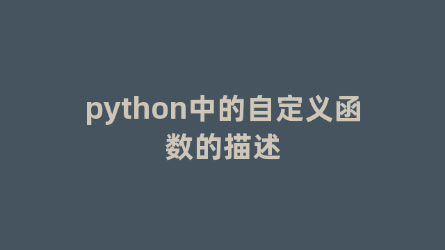 python中的自定义函数的描述